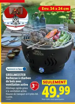 Lidl GRILLMEISTER Barbecue à charbon de bois avec ventilation active offre