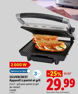 Lidl SILVERCREST Appareil à panini et gril offre