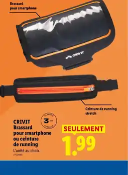 Lidl CRIVIT Brassard pour smartphone ou ceinture de running offre