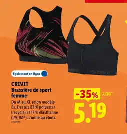 Lidl CRIVIT Brassière de sport femme offre