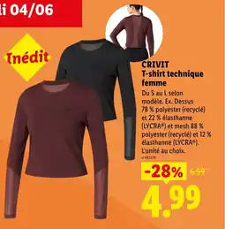 Lidl CRIVIT T-shirt technique femme offre