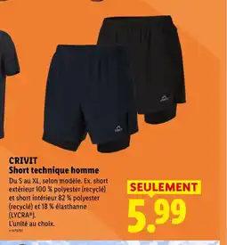 Lidl CRIVIT Short technique homme offre
