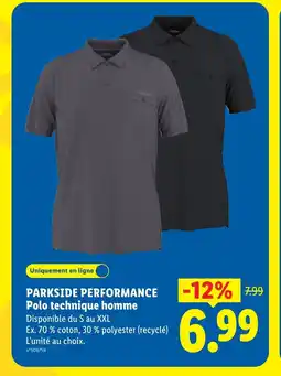 Lidl PARKSIDE PERFORMANCE Polo technique homme offre