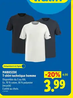 Lidl PARKSIDE T-shirt technique homme offre