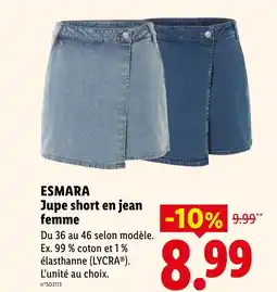 Lidl ESMARA Jupe short en jean femme offre