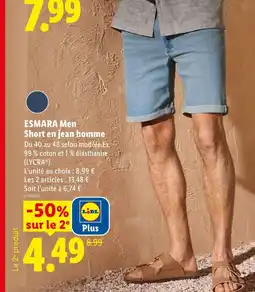 Lidl ESMARA Men Short en jean homme offre