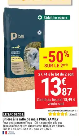 Gamm vert Litière à la rafle de maïs pure family offre