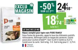 Gamm vert Repas complet pour lapin nain PURE FAMILY offre