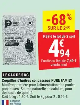 Gamm vert Coquilles d'huîtres concassées PURE FAMILY offre