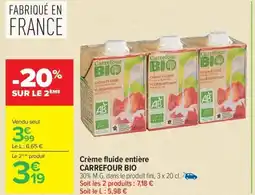 Carrefour Market CARREFOUR BIO Crème fluide entière offre
