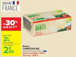 Carrefour Market CARREFOUR BIO Beurre offre