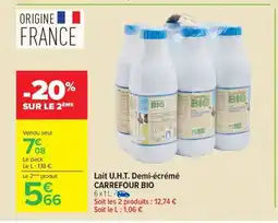 Carrefour Market CARREFOUR BIO Lait U.H.T. Demi-écrémé offre
