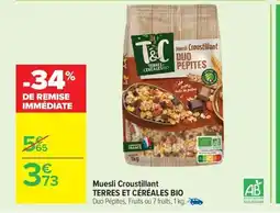 Carrefour Market TERRES CEREALESBIO Muesli Croustillant offre