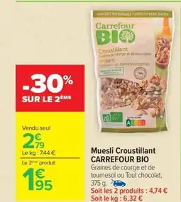 Carrefour Market CARREFOUR BIO Muesli Croustillant offre