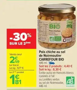 Carrefour Market CARREFOUR BIO Pois chiche au sel de Noirmoutier offre