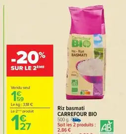 Carrefour Market CARREFOUR BIO Riz basmati offre