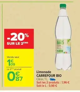 Carrefour Market CARREFOUR BIO Limonade offre