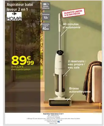 HOME Aspirateur balai laveur 2 en 1