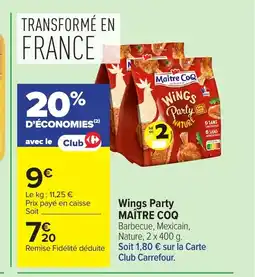 Carrefour MAÎTRE COQ Wings Party offre