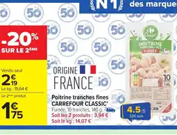 Carrefour CARREFOUR CLASSIC Poitrine tranches fines offre