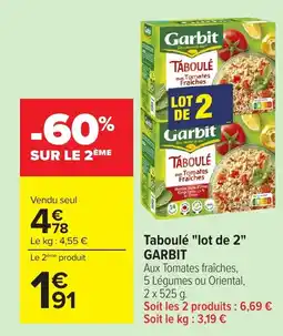 Carrefour GARBIT Taboulé lot de 2 offre
