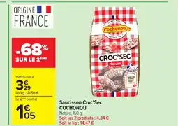 Carrefour COCHONOU Saucisson Croc'Sec offre