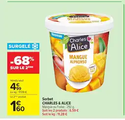 Carrefour CHARLES & ALICE Sorbet offre