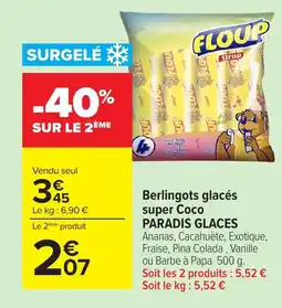 Carrefour PARADIS GLACES Berlingots glacés super Coco offre