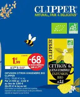 Intermarché CLIPPER Infusion citron gingembre bio offre