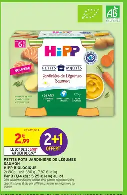 Intermarché HIPP BIOLOGIQUE Petits pots jardinière de légumes saumon offre