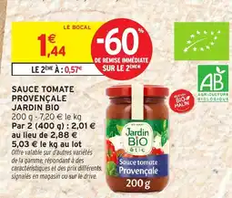 Intermarché JARDIN BIO Sauce tomate provençale offre