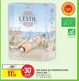 Intermarché Aop sable de camargue rosé l'estil bio offre
