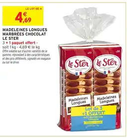 Intermarché LE STER Madeleines longues marbrées chocolat offre