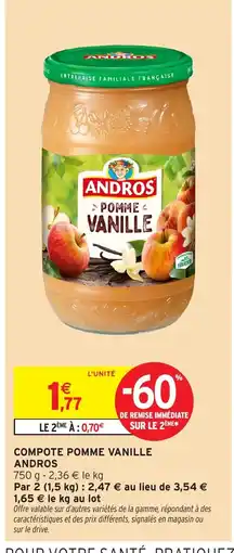 Intermarché ANDROS Compote pomme vanille offre
