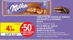 Intermarché MILKA Tablette de chocolat mmmax cacahuète & caramel offre