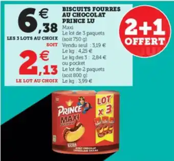 Super U Biscuits Fourrees au Chocolat Prince LU offre