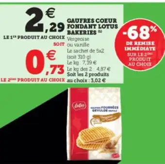Super U Gaufres Coeur Fondant Lotus Bakeries offre
