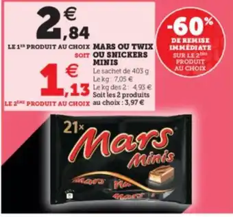 Super U Mars ou Twix ou Snickers Minis offre