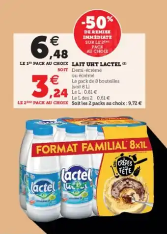 Super U Lait UHT Lactel offre