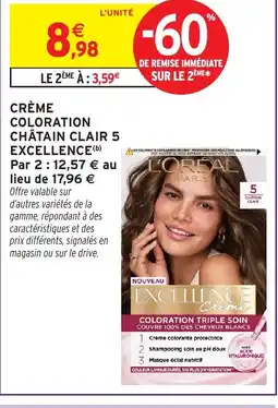 Intermarché EXCELLENCE Crème coloration châtain clair 5 offre
