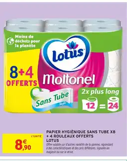 Intermarché LOTUS Papier hygiènique sans tube x8 + 4 rouleaux offerts offre