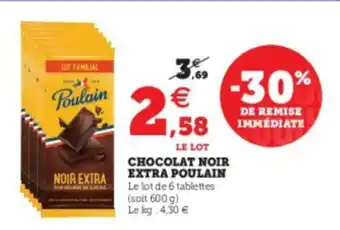 Super U Chocolat Noir Extra Poulain offre