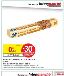 Intermarché APTA Papier cuisson en feuilles x16 offre
