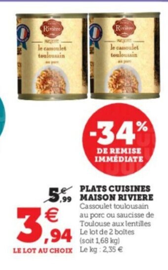 Super U Plats cuisines Maison Riviere offre