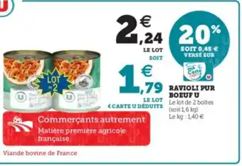 Super U Ravioli Pur Boeuf U offre