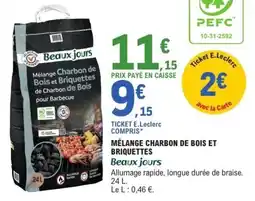 E.Leclerc Mélange charbon de bois et briquettes beaux jours offre