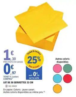 E.Leclerc Lot de 50 serviettes offre