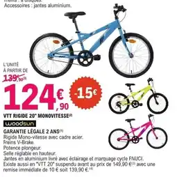 E.Leclerc Vtt rigide 20 monovitesse woodsun offre