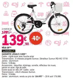 E.Leclerc Vélo 20 woodsun offre