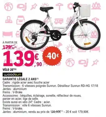 Vélo 20 woodsun